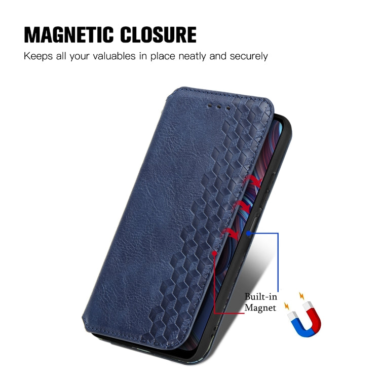 For ZTE Blade A72 4G Cubic Grid Pressed Magnetic Leather Phone Case