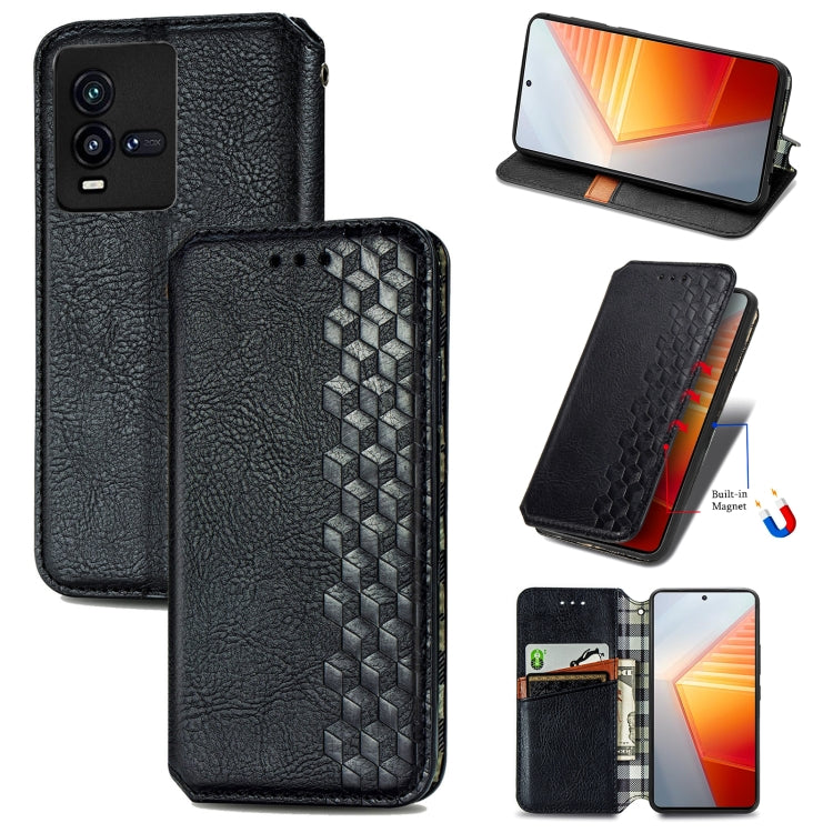 For vivo iQOO 10 Cubic Grid Pressed Magnetic Leather Phone Case