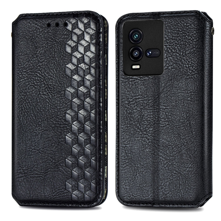 For vivo iQOO 10 Cubic Grid Pressed Magnetic Leather Phone Case