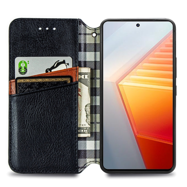 For vivo iQOO 10 Cubic Grid Pressed Magnetic Leather Phone Case