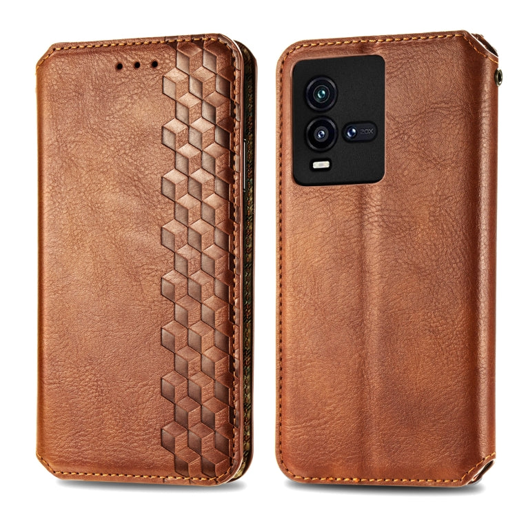 For vivo iQOO 10 Cubic Grid Pressed Magnetic Leather Phone Case