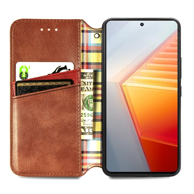 For vivo iQOO 10 Cubic Grid Pressed Magnetic Leather Phone Case