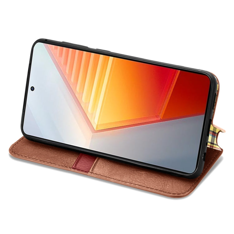 For vivo iQOO 10 Cubic Grid Pressed Magnetic Leather Phone Case