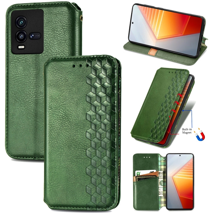 For vivo iQOO 10 Cubic Grid Pressed Magnetic Leather Phone Case