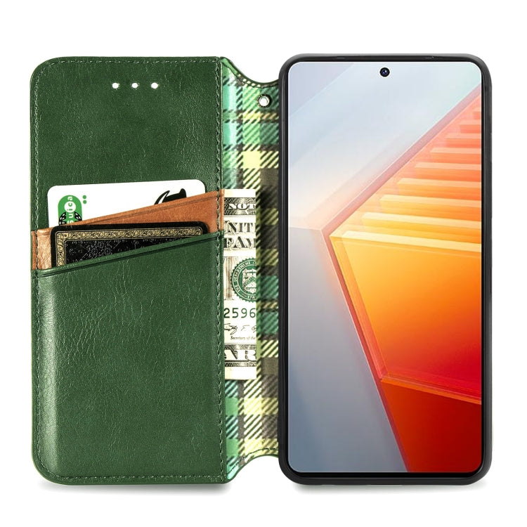 For vivo iQOO 10 Cubic Grid Pressed Magnetic Leather Phone Case