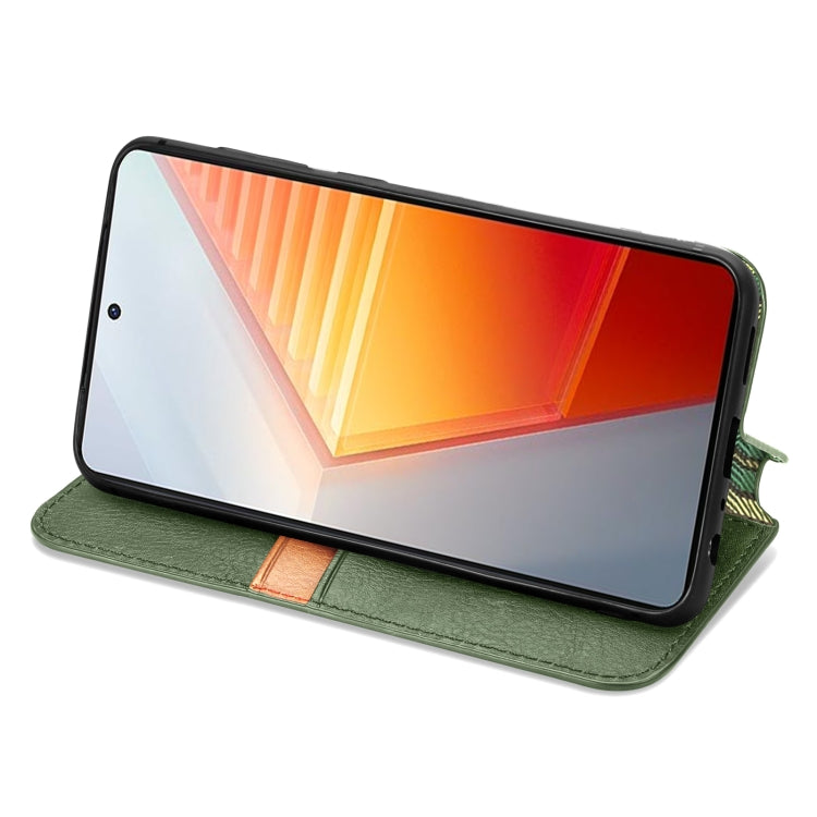 For vivo iQOO 10 Cubic Grid Pressed Magnetic Leather Phone Case