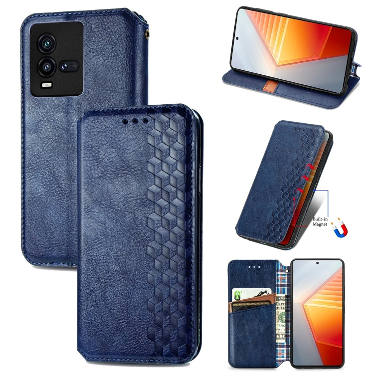 For vivo iQOO 10 Cubic Grid Pressed Magnetic Leather Phone Case