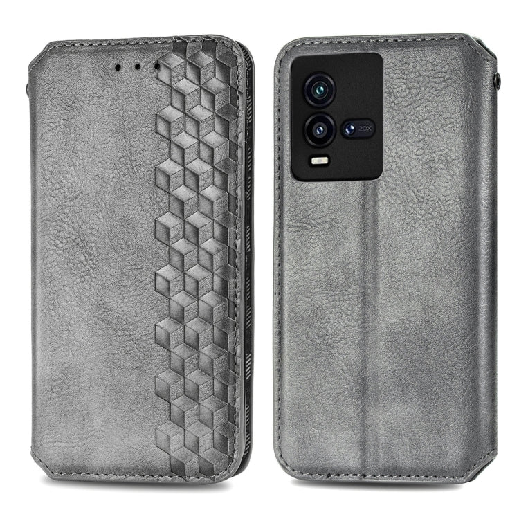 For vivo iQOO 10 Cubic Grid Pressed Magnetic Leather Phone Case