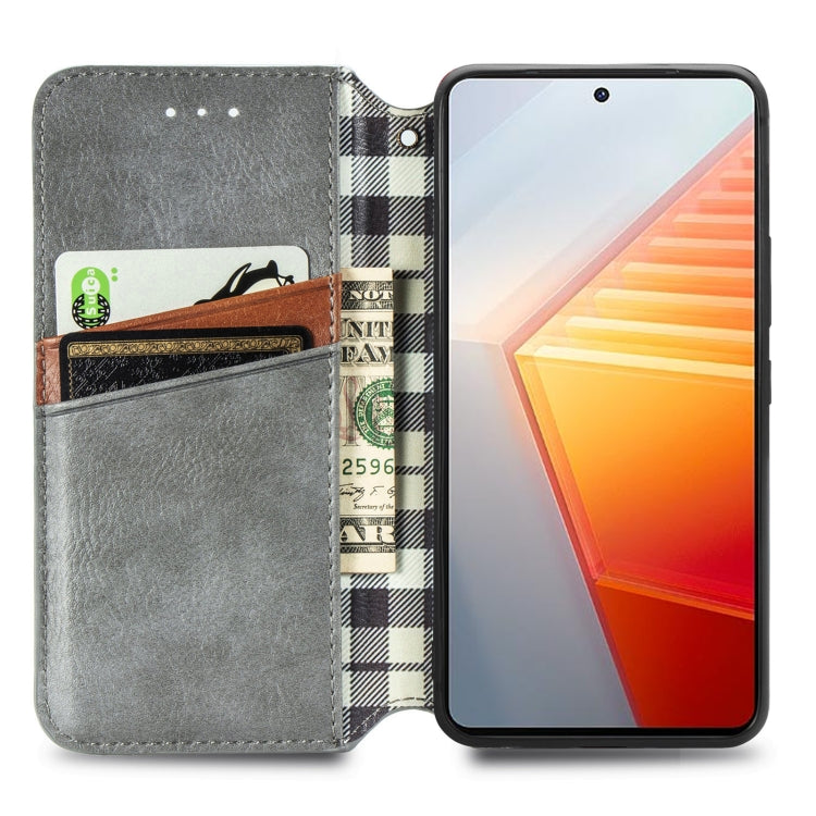 For vivo iQOO 10 Cubic Grid Pressed Magnetic Leather Phone Case