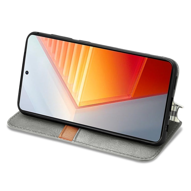 For vivo iQOO 10 Cubic Grid Pressed Magnetic Leather Phone Case