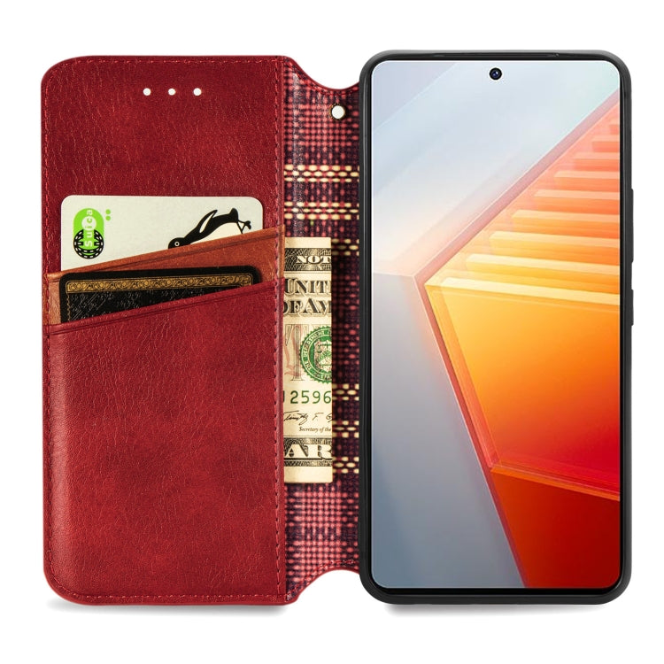 For vivo iQOO 10 Cubic Grid Pressed Magnetic Leather Phone Case
