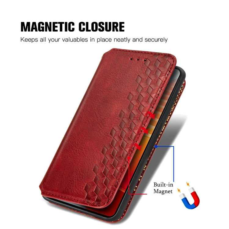 For vivo iQOO 10 Cubic Grid Pressed Magnetic Leather Phone Case