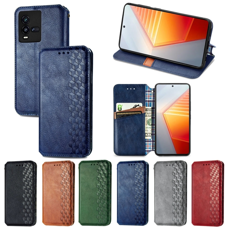 For vivo iQOO 10 Cubic Grid Pressed Magnetic Leather Phone Case