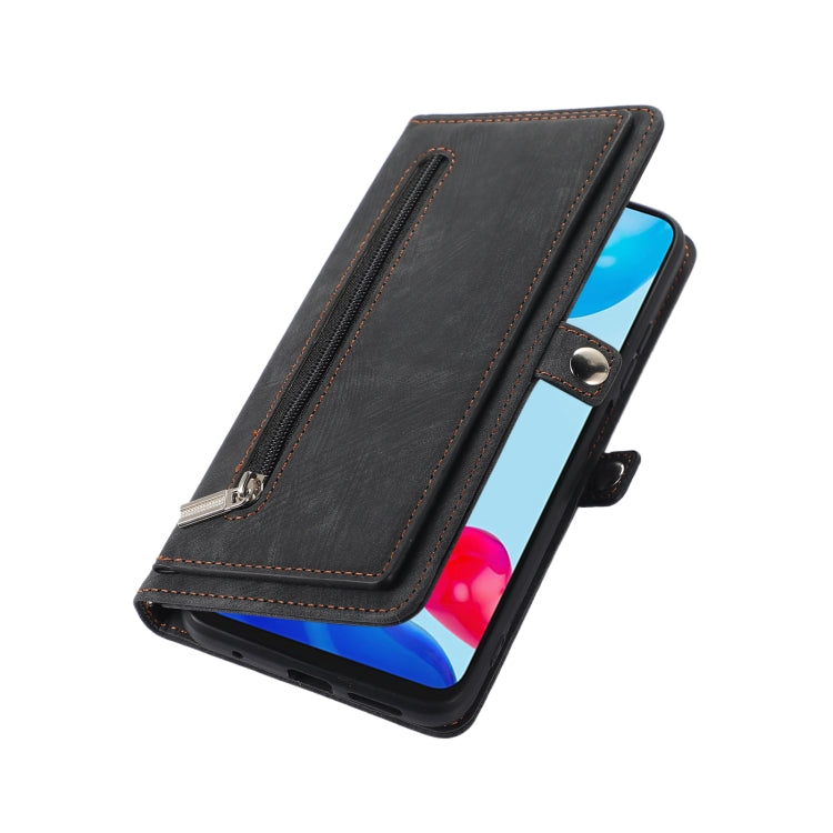 For Xiaomi Redmi A1+ Zipper Card Slot Buckle Wallet Leather Phone Case