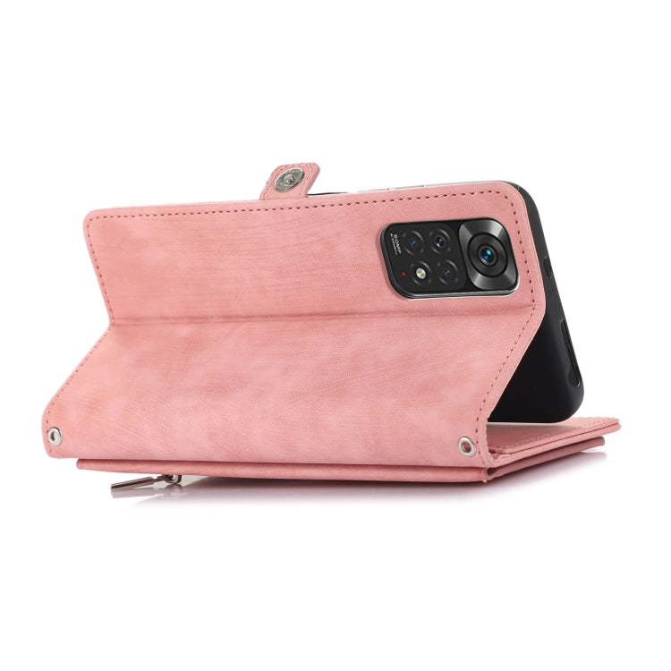 For Xiaomi Redmi Note 11 4G Global Zipper Card Slot Buckle Wallet Leather Phone Case
