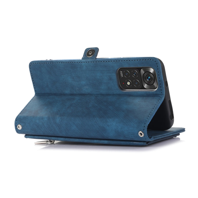 For Xiaomi Redmi Note 11 4G Global Zipper Card Slot Buckle Wallet Leather Phone Case