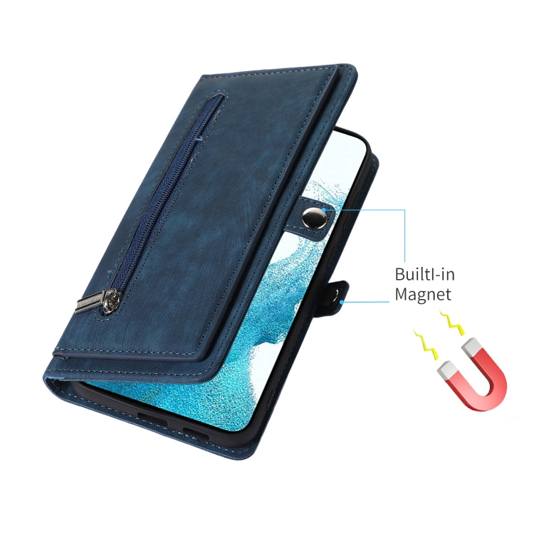 For Samsung Galaxy S23 5G Zipper Card Slot Buckle Wallet Leather Phone Case