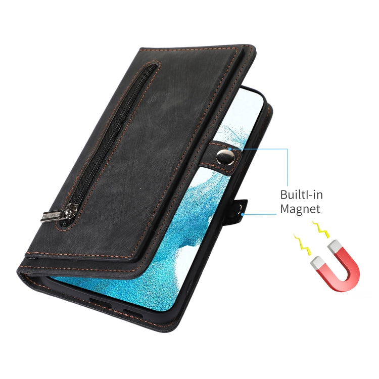 For Samsung Galaxy S23+ 5G Zipper Card Slot Buckle Wallet Leather Phone Case