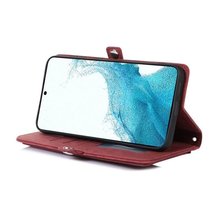 For Samsung Galaxy S23+ 5G Zipper Card Slot Buckle Wallet Leather Phone Case