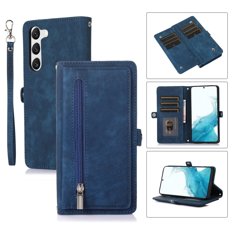 For Samsung Galaxy S23+ 5G Zipper Card Slot Buckle Wallet Leather Phone Case