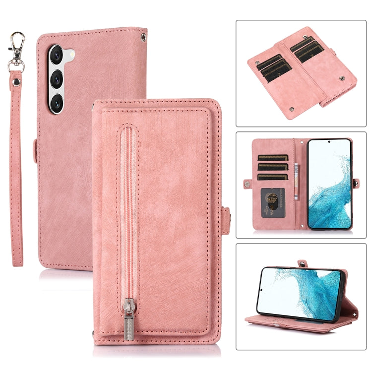 For Samsung Galaxy S23+ 5G Zipper Card Slot Buckle Wallet Leather Phone Case