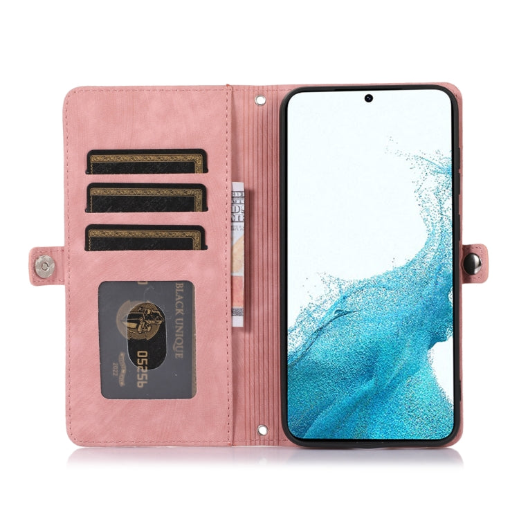 For Samsung Galaxy S23+ 5G Zipper Card Slot Buckle Wallet Leather Phone Case