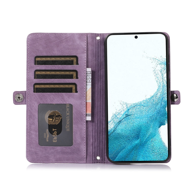 For Samsung Galaxy S23+ 5G Zipper Card Slot Buckle Wallet Leather Phone Case