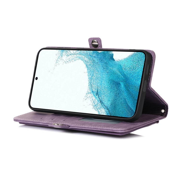 For Samsung Galaxy S23+ 5G Zipper Card Slot Buckle Wallet Leather Phone Case
