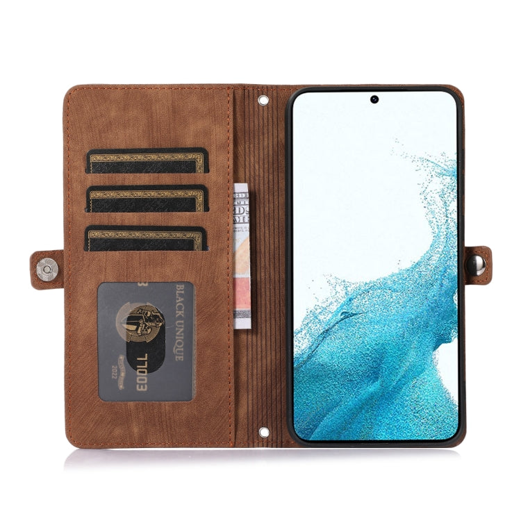 For Samsung Galaxy S23+ 5G Zipper Card Slot Buckle Wallet Leather Phone Case