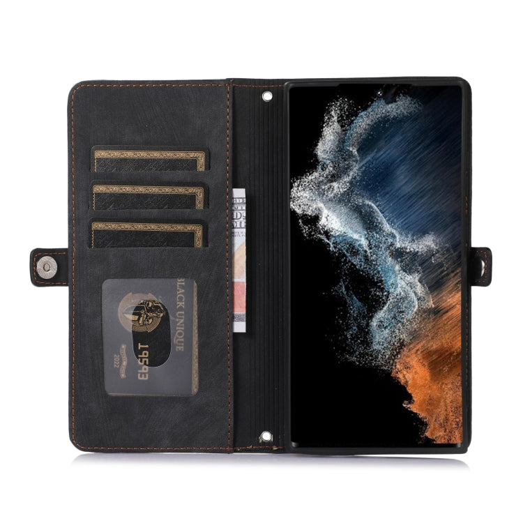 For Samsung Galaxy S23 Ultra 5G Zipper Card Slot Buckle Wallet Leather Phone Case