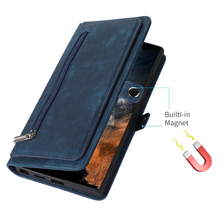 For Samsung Galaxy S23 Ultra 5G Zipper Card Slot Buckle Wallet Leather Phone Case