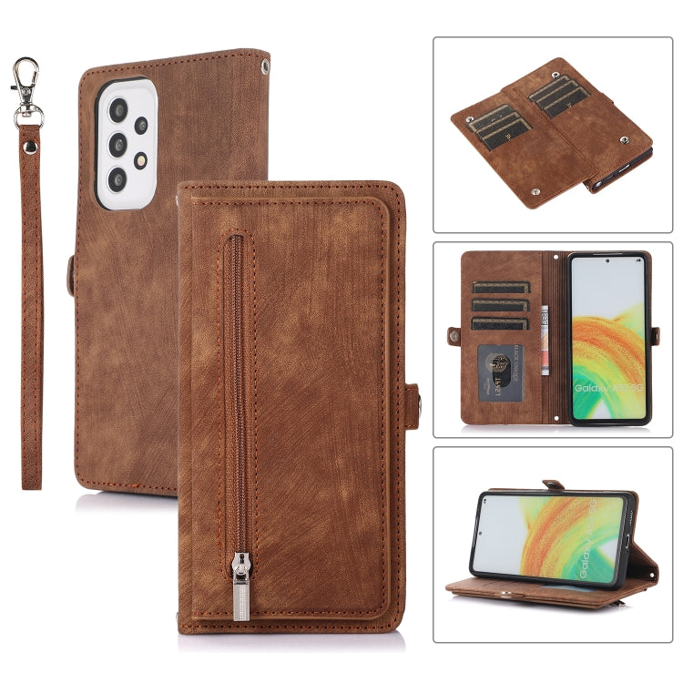 For Samsung Galaxy A23 Zipper Card Slot Buckle Wallet Leather Phone Case