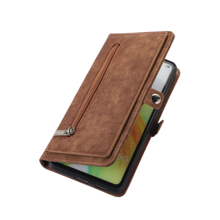 For Samsung Galaxy A23 Zipper Card Slot Buckle Wallet Leather Phone Case