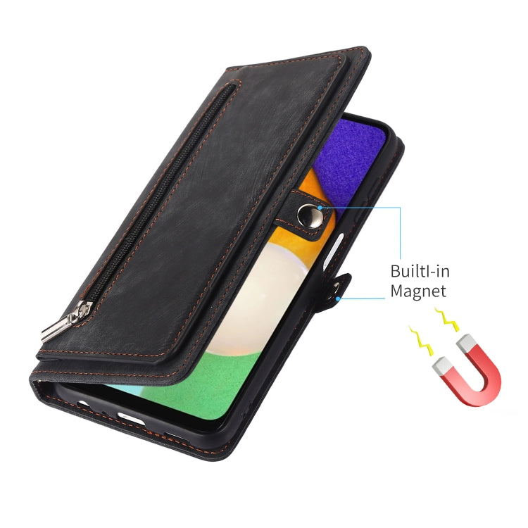 For Samsung Galaxy A13 4G / 5G Zipper Card Slot Buckle Wallet Leather Phone Case