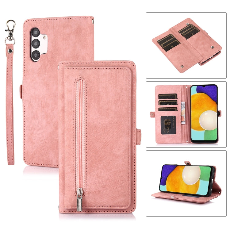 For Samsung Galaxy A13 4G / 5G Zipper Card Slot Buckle Wallet Leather Phone Case