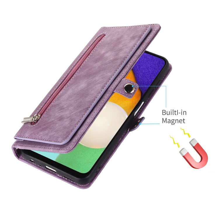 For Samsung Galaxy A13 4G / 5G Zipper Card Slot Buckle Wallet Leather Phone Case