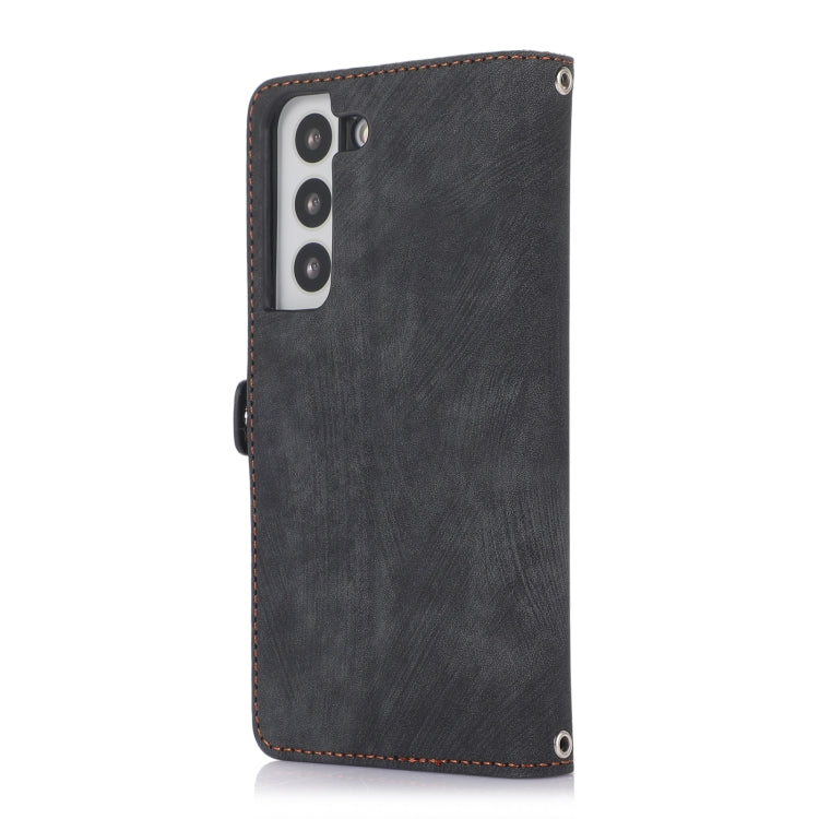 For Samsung Galaxy S22 5G Zipper Card Slot Buckle Wallet Leather Phone Case