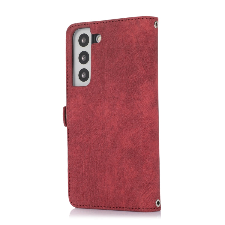 For Samsung Galaxy S22 5G Zipper Card Slot Buckle Wallet Leather Phone Case