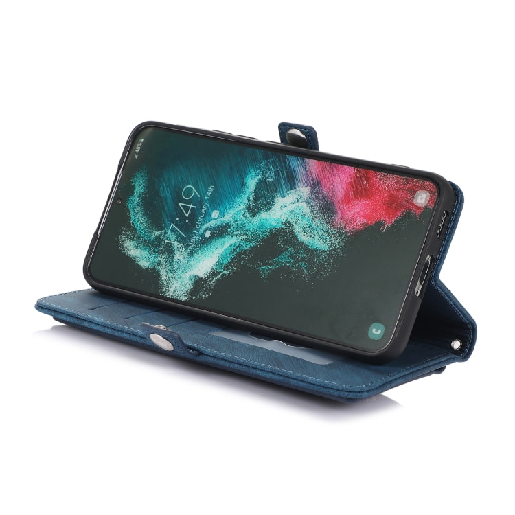 For Samsung Galaxy S22 5G Zipper Card Slot Buckle Wallet Leather Phone Case
