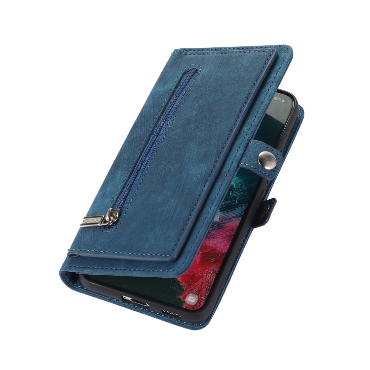 For Samsung Galaxy S22 5G Zipper Card Slot Buckle Wallet Leather Phone Case