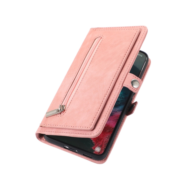 For Samsung Galaxy S22 5G Zipper Card Slot Buckle Wallet Leather Phone Case