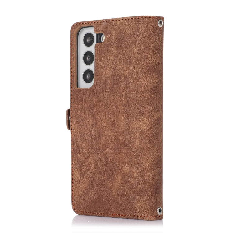 For Samsung Galaxy S22 5G Zipper Card Slot Buckle Wallet Leather Phone Case