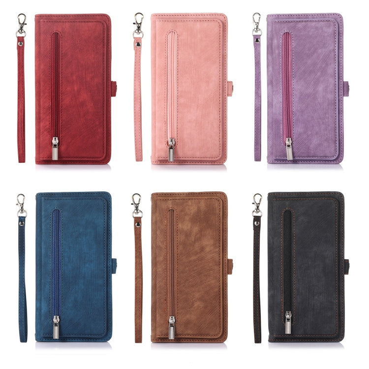 For Samsung Galaxy S22 5G Zipper Card Slot Buckle Wallet Leather Phone Case