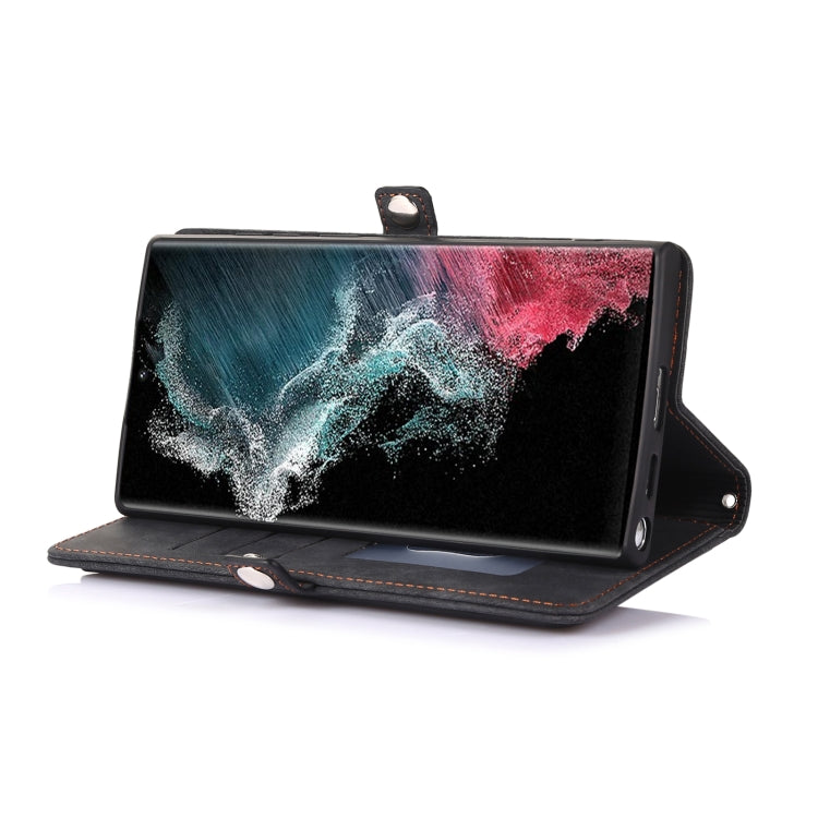 For Samsung Galaxy S22 Ultra 5G Zipper Card Slot Buckle Wallet Leather Phone Case