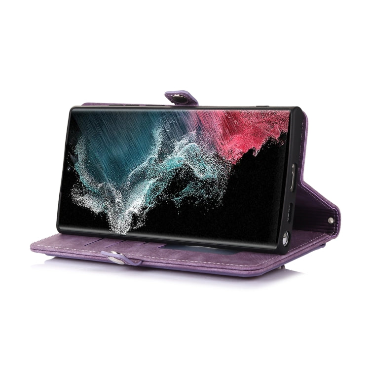For Samsung Galaxy S22 Ultra 5G Zipper Card Slot Buckle Wallet Leather Phone Case