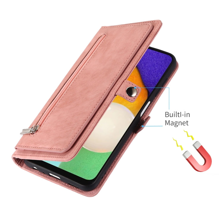 For Samsung Galaxy A12 5G Zipper Card Slot Buckle Wallet Leather Phone Case