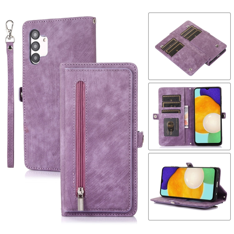 For Samsung Galaxy A12 5G Zipper Card Slot Buckle Wallet Leather Phone Case