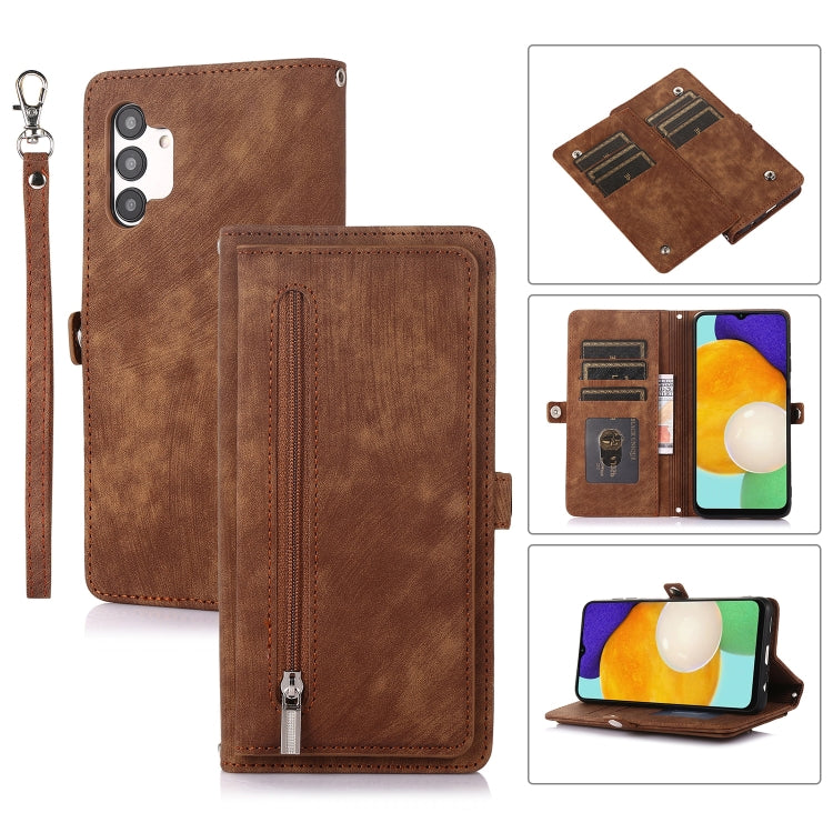 For Samsung Galaxy A12 5G Zipper Card Slot Buckle Wallet Leather Phone Case