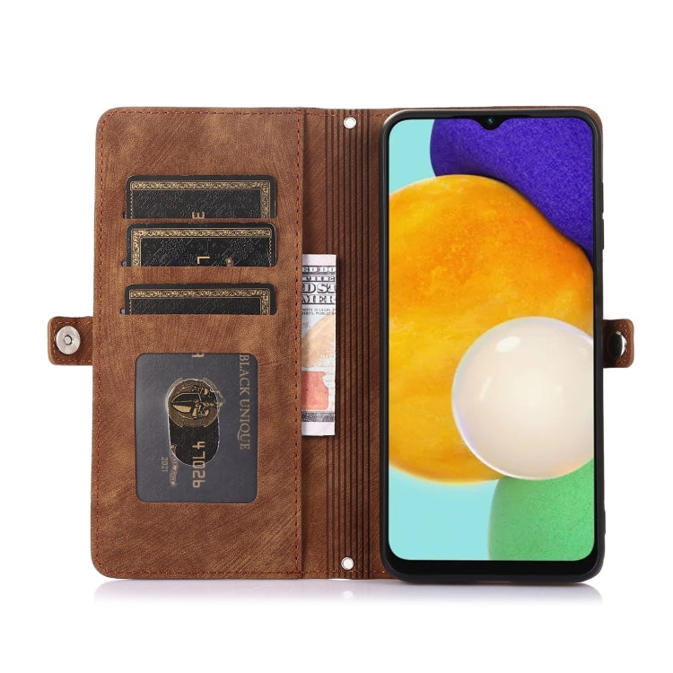 For Samsung Galaxy A12 5G Zipper Card Slot Buckle Wallet Leather Phone Case