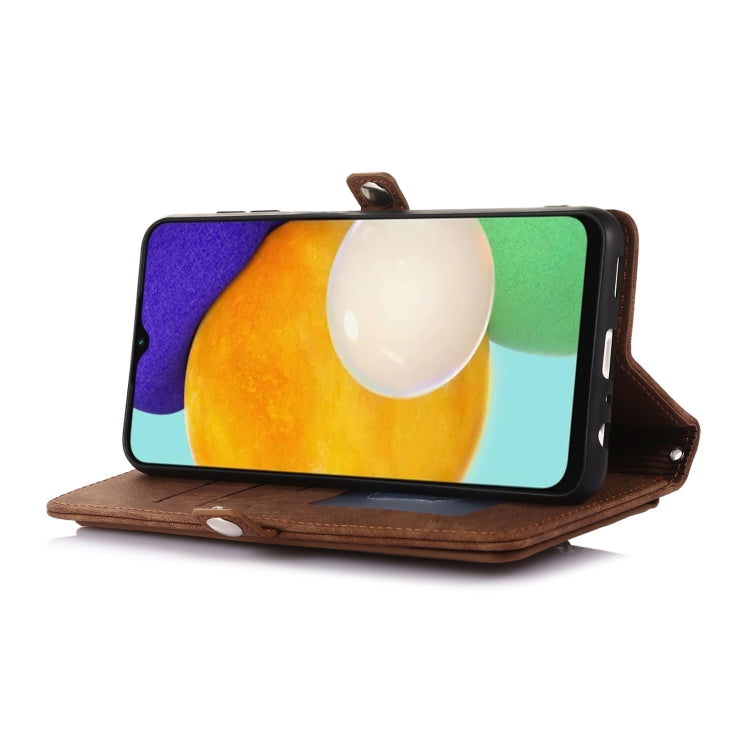 For Samsung Galaxy A12 5G Zipper Card Slot Buckle Wallet Leather Phone Case